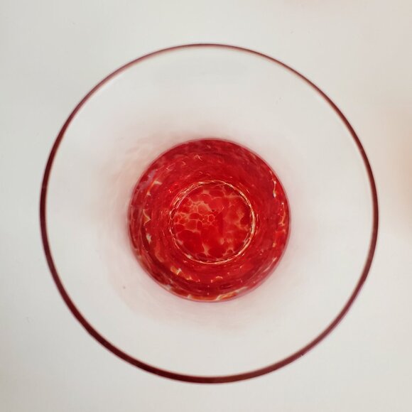 Hand Blown Flared Rim Shot Glasses Flaming Orange-Red To Clear 4 Set Barware - Picture 6 of 11